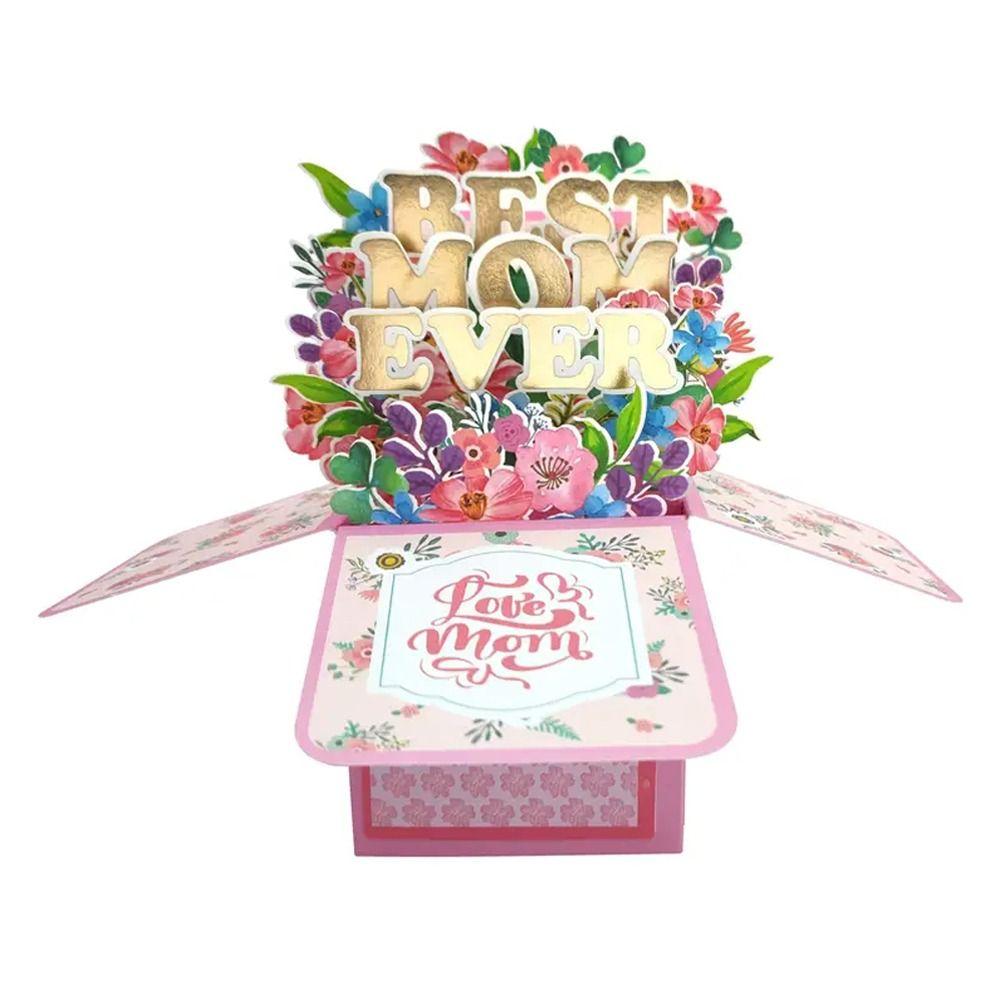 Wishing 3D Pop Up Birthday Greeting Card Colorful Flower Butterfly Mother's Day Cards Birthday