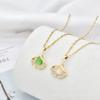 Small Apricot Leaf Necklace Women'S Micro-Inlaid Zircon Opal Pendant Titanium Steel Clavicle Chain High-End Simplicity
