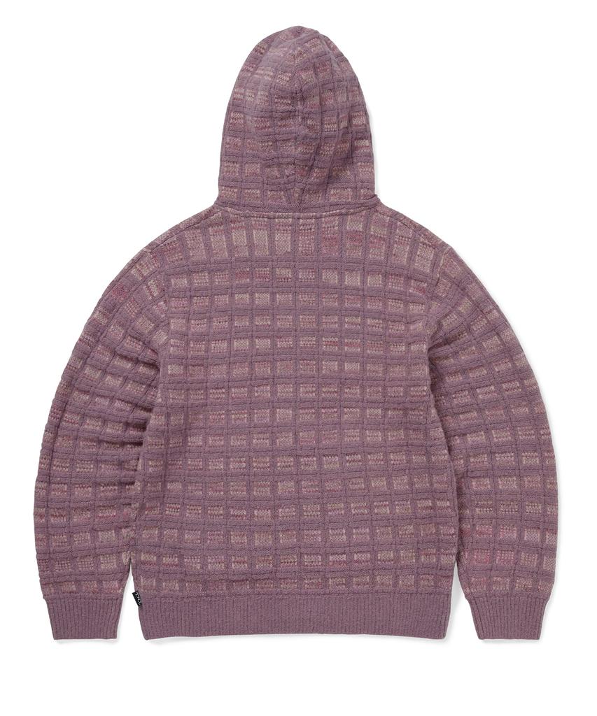 THISISNEVERTHAT Textured Knit Zip Hoodie Dusty Pink