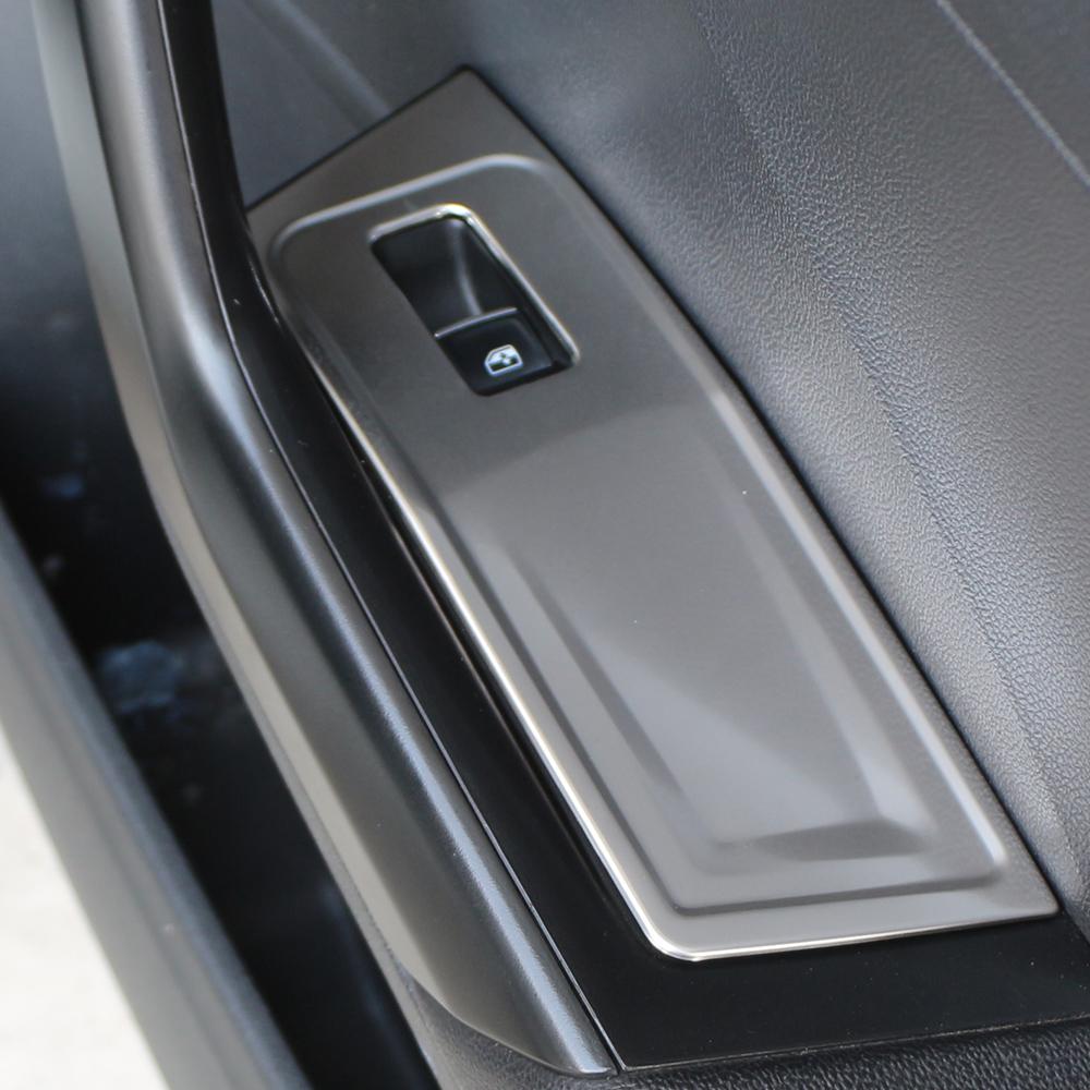 4 шт., кнопка подъема окна автомобиля, панель, наклейка, наклейка для Volkswagen VW T-roc Troc 2018-2022, украшение из нержавеющей стали