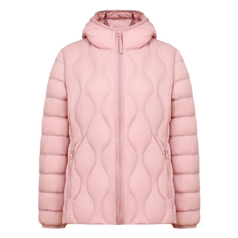 Down Jacket Women's Short 2025 Autumn and Winter New Simple and Fashionable Light and Thin Hooded White Duck Down Gourd Pattern Jacket Tide