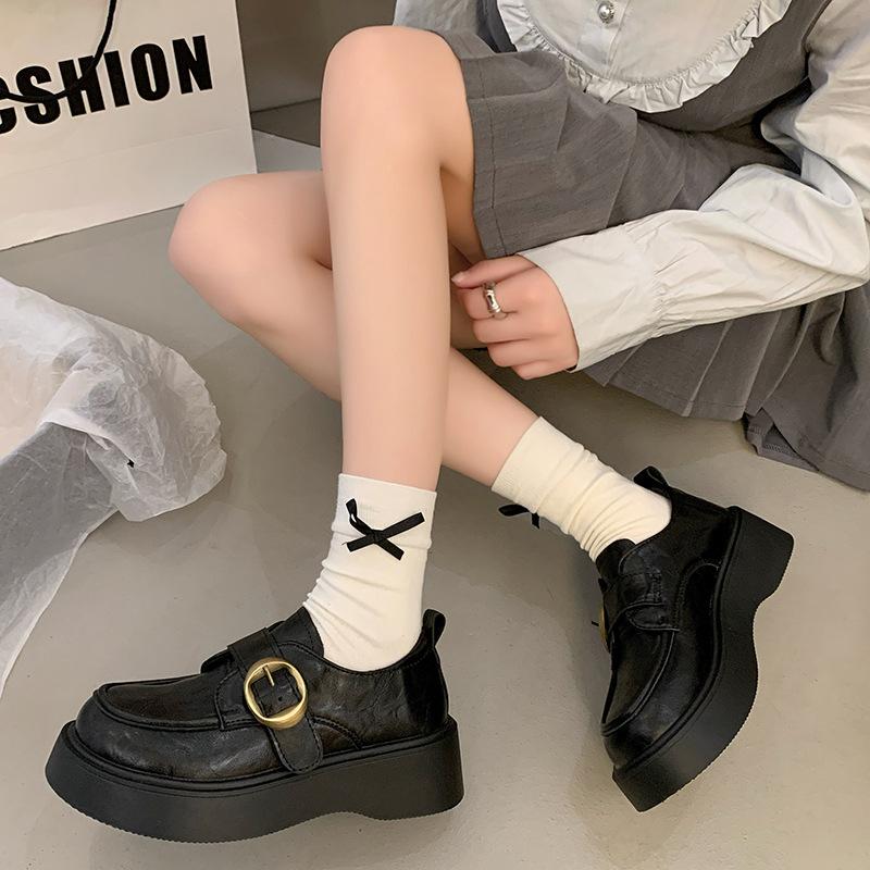 Коричневые туфли на высокой платформе в британском стиле, женские, новые, весна-осень 2025 года, универсальные, юбка, мокасины Мэри Джейн