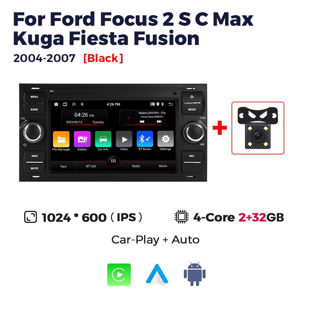 7'' 2Din Android Car Radio Carplay For Ford Focus 2007 Mondeo S-max C-max Kuga Galaxy Fiesta Transit Fusion Connect Video Player