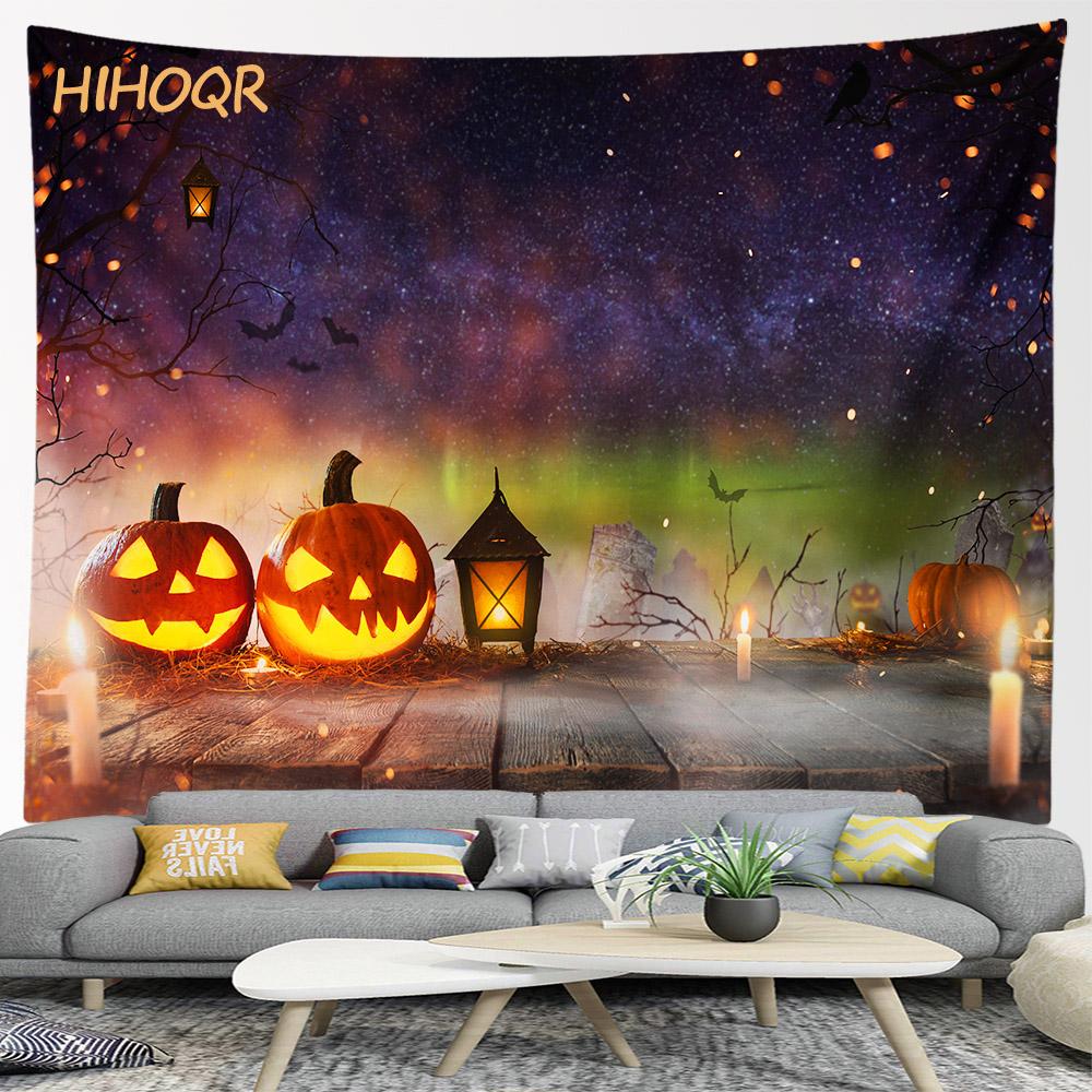 Счастливый Хэллоуин Тыквенный Гобелен Настенный Бохо Украшение Комнаты Большой Ткань Эстетический Домашний Фон Для Вечеринки
