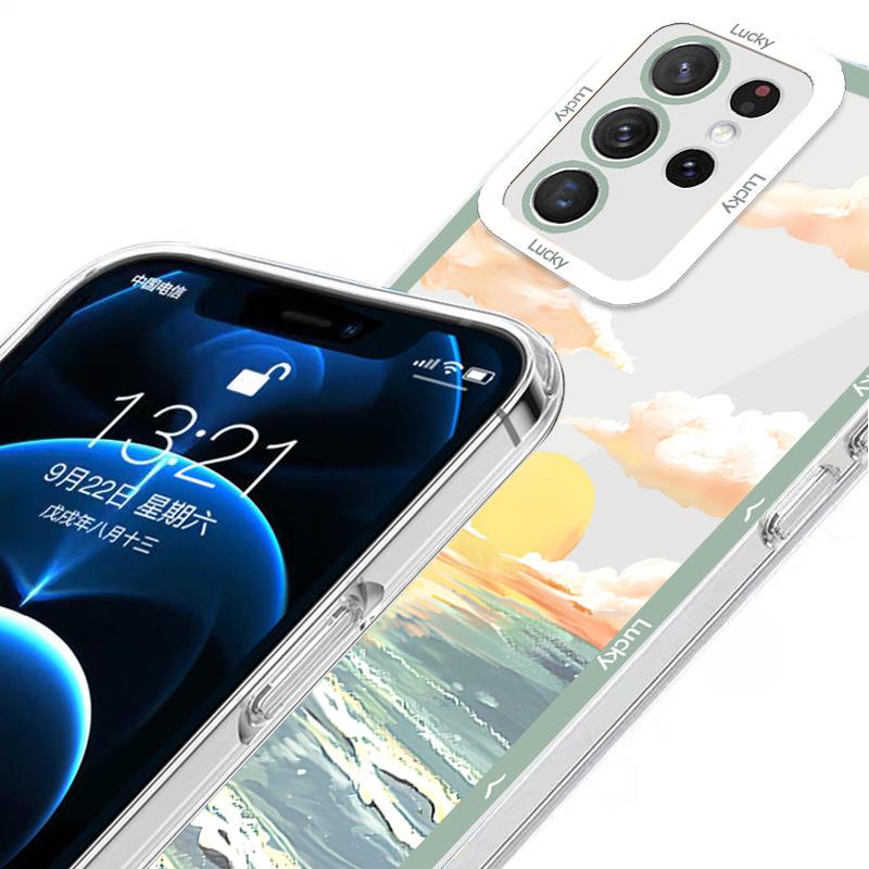 Прозрачный чехол Samsung S23Ultra Sunset Art 20 для A52/A32, масляная живопись «Морской пейзаж» «Восход солнца» для A13 и других.