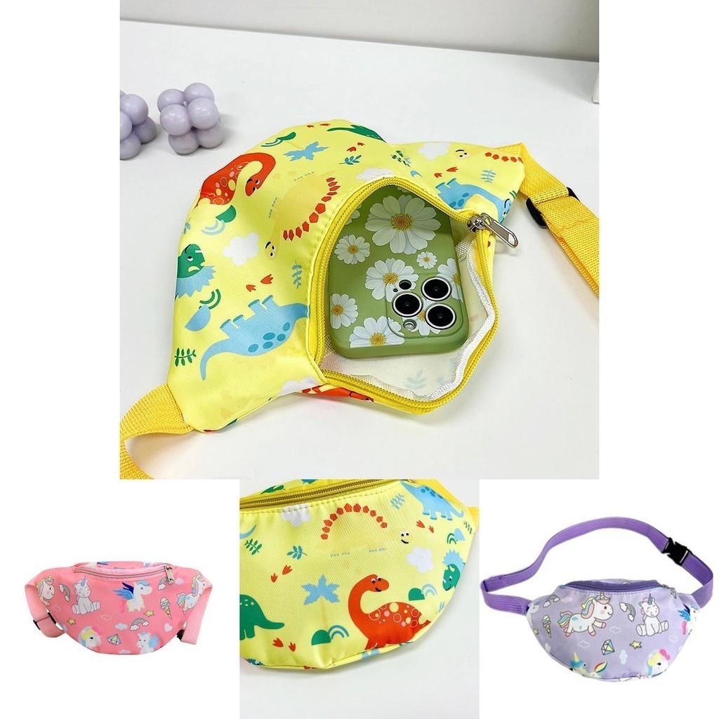 Милая детская поясная сумка с единорогом, мультяшная сумка через плечо с динозавром, нейлоновый материал, легкая и защищенная от краж