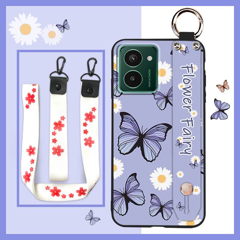 Подставка-держатель для телефона Чехол для телефона для Nokia HMD Pulse/Pulse+/Pulse Pro Прочный Водонепроницаемый Ремешок на запястье Шнурок Цветок