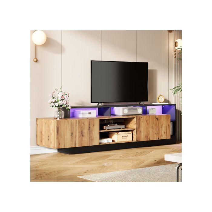 Meuble TV contemporain pour téléviseurs jusqu'à 70 pouces avec rangement ouvert Cadre noir