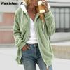 Winter Women's Jacket Women's Zipper Sweatshirt Thick Soft Plush Hooded Jacket