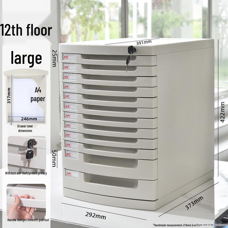 Lockable Multi-Layer A4 File Cabinet Drawer - Plastic Office Storage Box