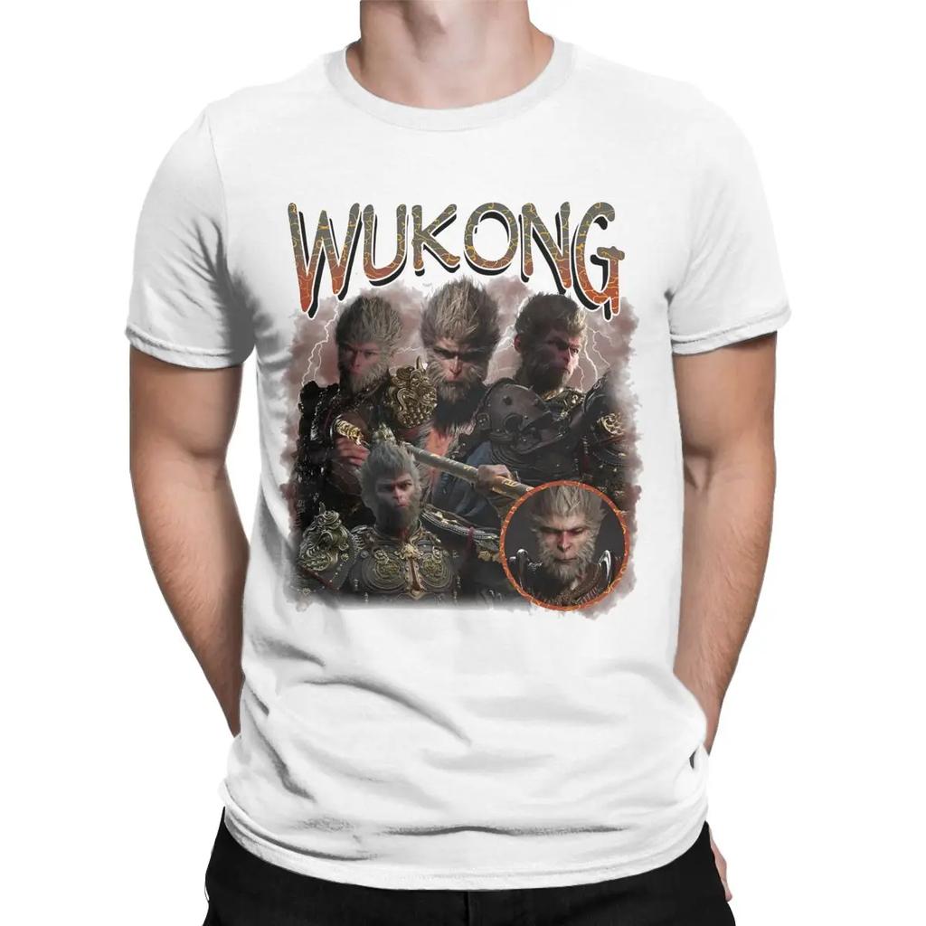 Удивительные футболки BLACK MYTH WUKONG SUN WUKONG THE MONKEY KING для мужчин и женщин из чистого хлопка, оригинальная одежда