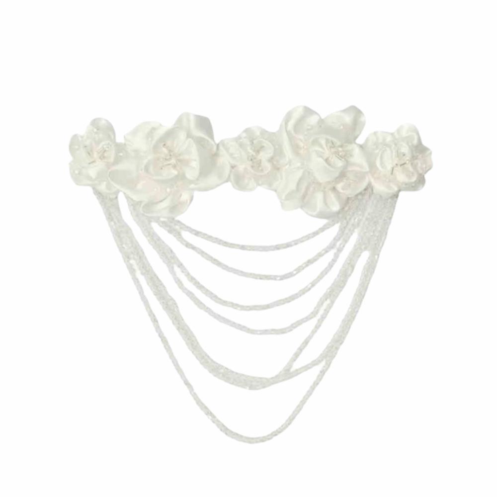 Hand Sewn Beaded Applique Satin Fabric Fabric Flower Fashion Satin Ornament Gown Trim