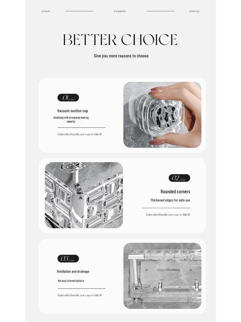 Стеллаж для хранения вещей в душевой кабине без перфорации - настенный органайзер с присоской