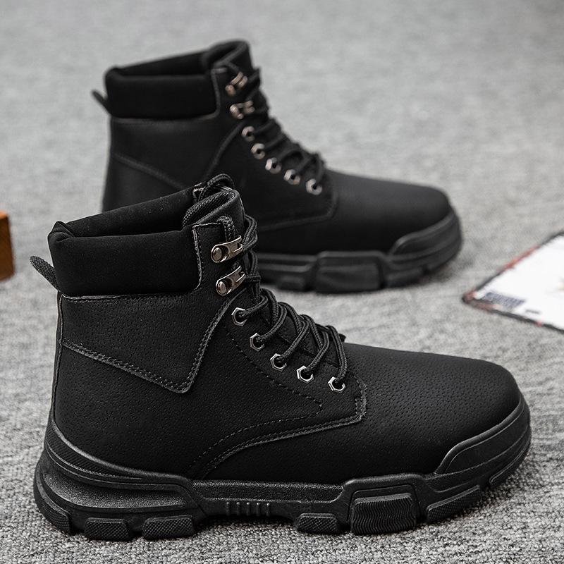 Fashion Men Shoes Spring Autumn Boots Retro Style Ankle Boots Lace Up Casual Boots High-top Shoes for Men Wear-resistant Zapatos Boots