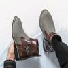 Модные мужские ретро ботинки челси из ПУ бежевого и синего цвета, обувь с высоким верхом в европейском стиле, деловые классические модные формальные ботинки, размеры 38-48, мужские ботинки