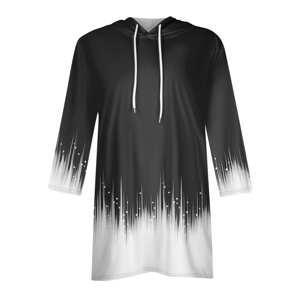 Женские толстовки, повседневные рубашки с рукавами 3/4, модные туники с принтом, топы с карманами