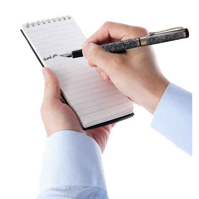 Gullor Fountain Pen with Gift Box, Cloud and Dragon Carving, Fine Nib, Gray