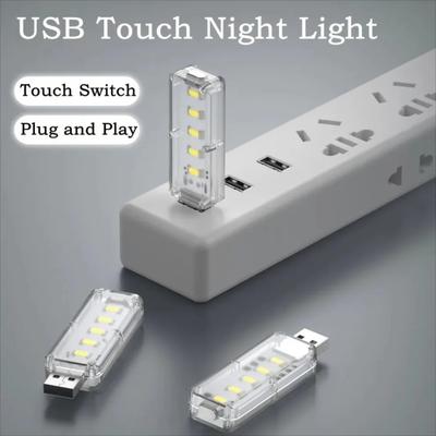 USB Сенсорный Выключатель Ночник 5 LED Мини Портативный DC 5V Для Спальни Кабинета ПК Ноутбука Мобильный Пауэрбанк Подключаемое Освещение