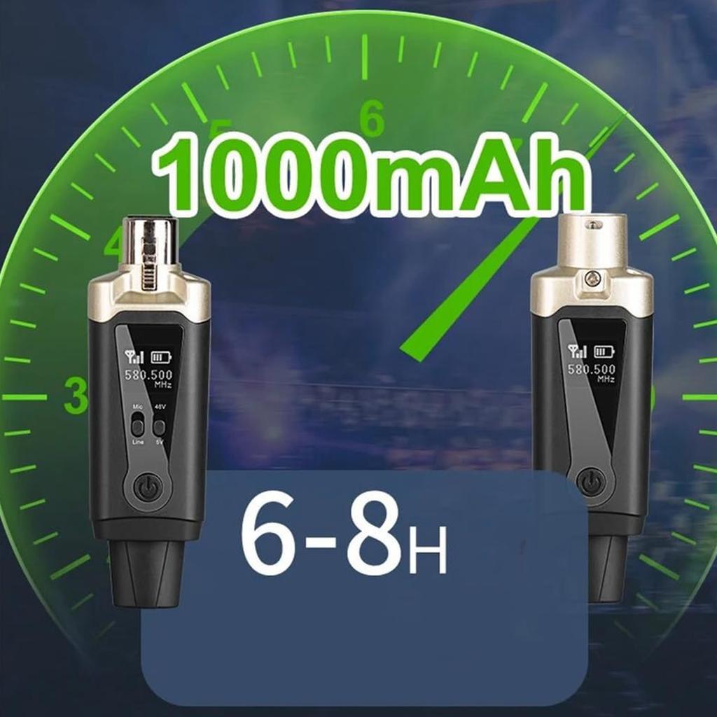 Dna Wxlr1 Bezprzewodowy System Transmisji Audio Uhf Nadajnik Odbiornik Usb-C +48V Phantom 2X Adapter Xlr/Jack 6,35 Mm Zestaw