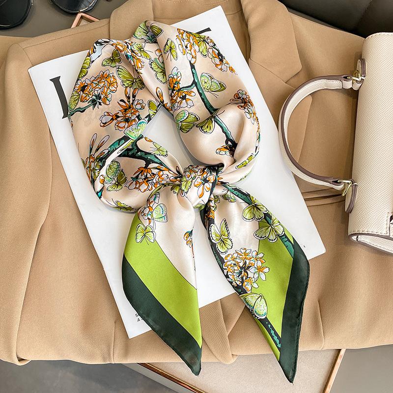 70cm Design Hair Bands Square Scarves Fashion Print Satin Silk Scarf for Women Neckerchief Wrist Wraps Lady Ribbon Shawl Foulard