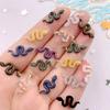 100Pcs Resin Glitter Colorful Little Snake Flat Back Rhinestone Scrapbooks Wedding Decor Crafts DIY Nail Art Jewelry Accessories