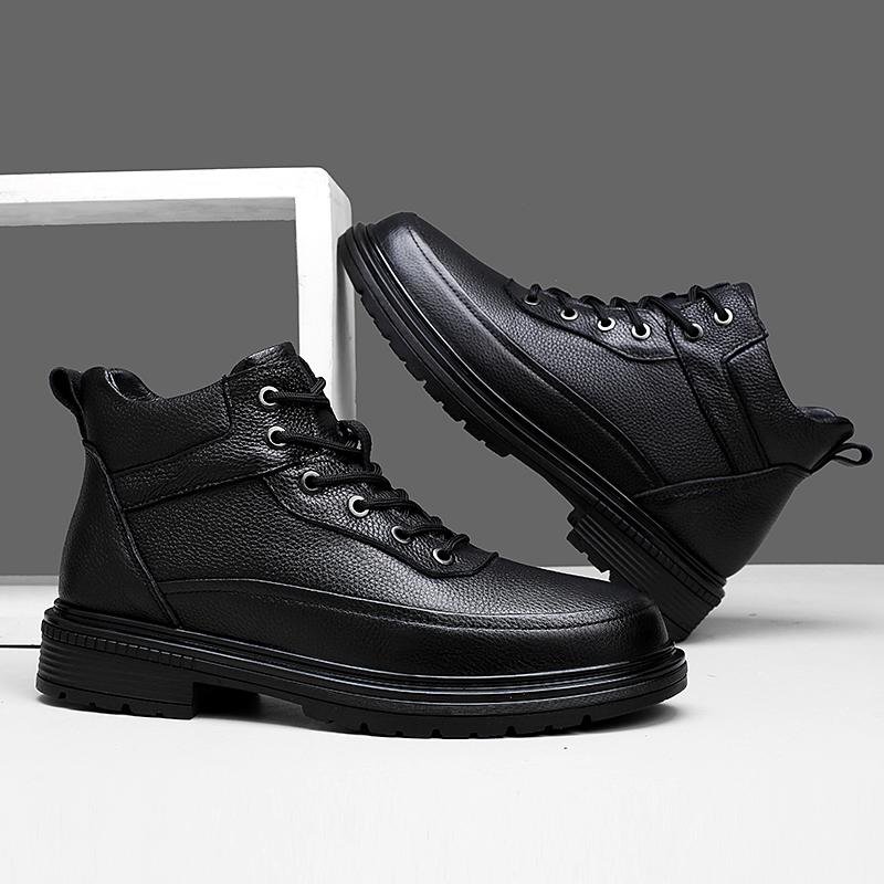 Осень Зима Мужские Базовые Ботинки Высокие Кроссовки Уличные Натуральная Кожа Боты Боевые Пустынные Ботинки Досуг Ходьба Ботильоны