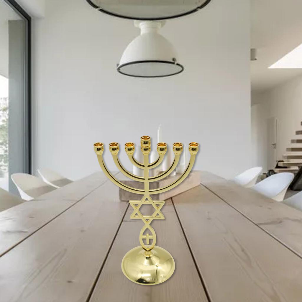 12 Tribes Menorah Jewish 7 Branch Candle Holder Jerusalem Temple Candlestick Religious Candelabra for Church Decoration