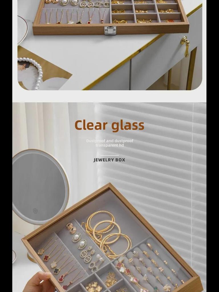Transparent Dustproof Velvet Jewelry Box for Earrings, Bracelets, and Necklaces