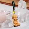 Mini Wood Buddha Key Chain Lucky Pendant Hanging Ornament 2.8inch Long for Men Women