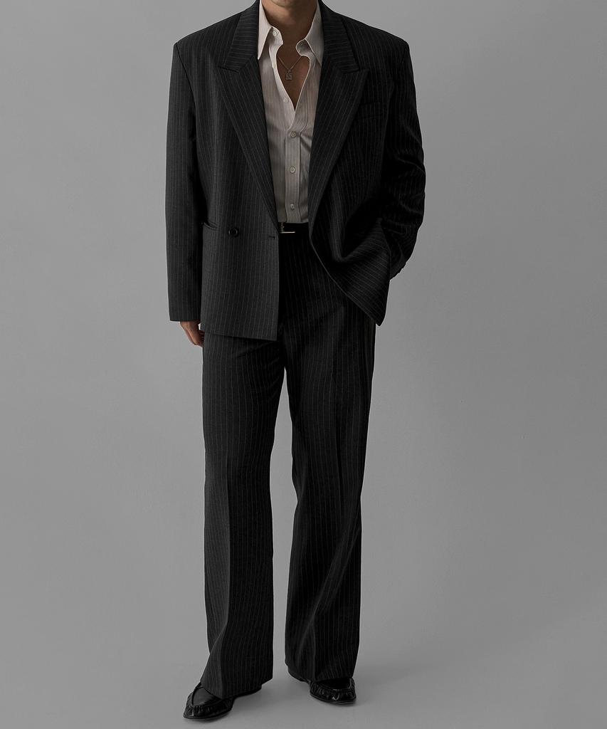 BOWLOW PRODUCT Striped Double-Breasted Blazer