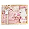 Lulu Lullaby Bisera Seisakusho Baby Gift Set Flower Picking Rabbit Medium Basket Pink Set Made In Japan Baby Gift 6-Piece