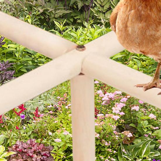 Chicken Perch Toy Wooden Chick Perch Stand with Metal Ground Stake Coop