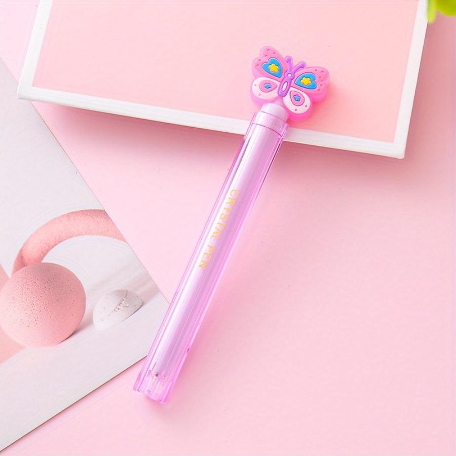 Снова в школу 10 шт. 0,5 мм Мультяшная шариковая ручка с имитацией кристалла в форме бабочки, Прочная школьная ручка для учебы с двойным стержнем, Ручка на водной основе для награждения