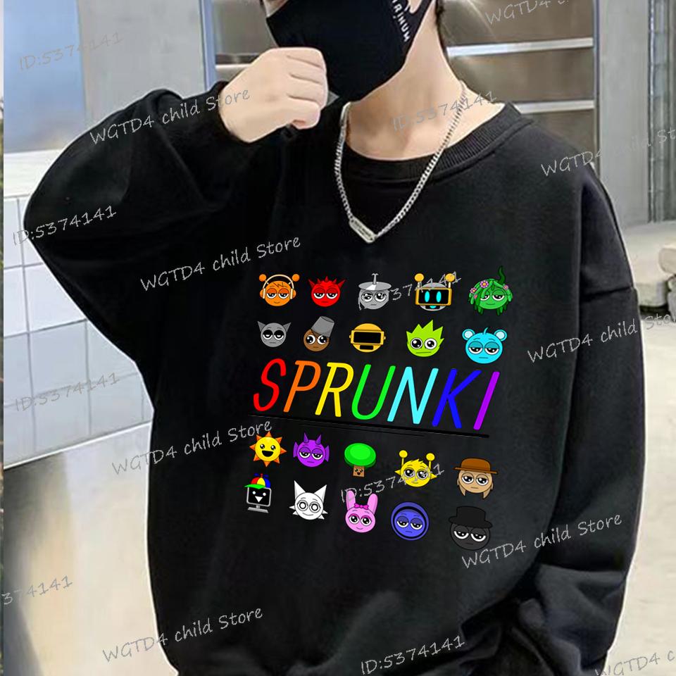 Sprunki Cute Game Figure Print Kids Sweatshirt Cartoon Sprunki Boys Incredibox Long Sleeve Pullover Girls Funny Hoodie