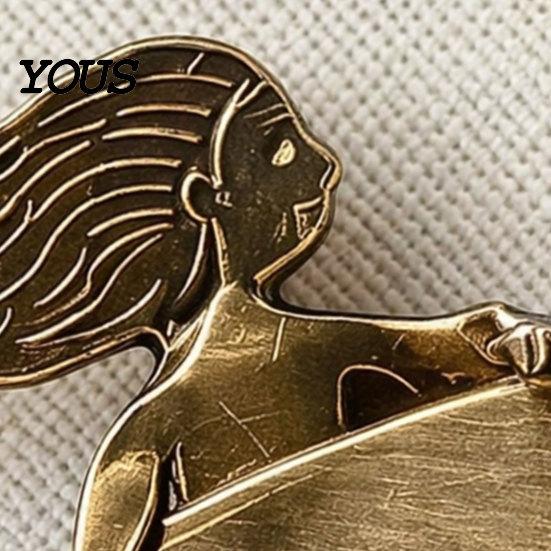 Брошь-булавка для украшения холщовой сумки, Универсальный дизайн 'Девушка-серфер', Лацкан, Ретро, Состаренный, Надежная булавка, Пряжка для джинсовой куртки, Для костюмов, платьев, курток