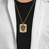 European and American Popular Hip Hop Style Full Diamond Lion Head Titanium Steel Necklace Men's Trend Hiphop Pendant