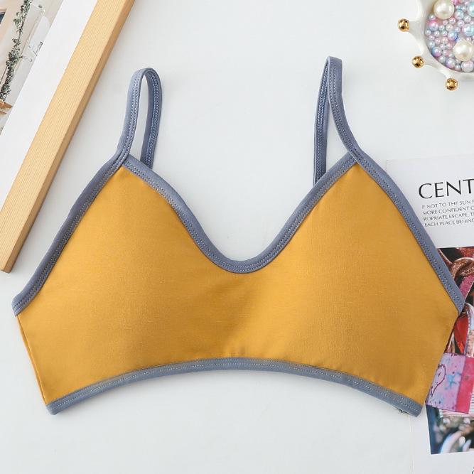 Summer Candy Color Patchwork Bandeau Camisole with Chest Pad and Anti-Exposure Back for Girls