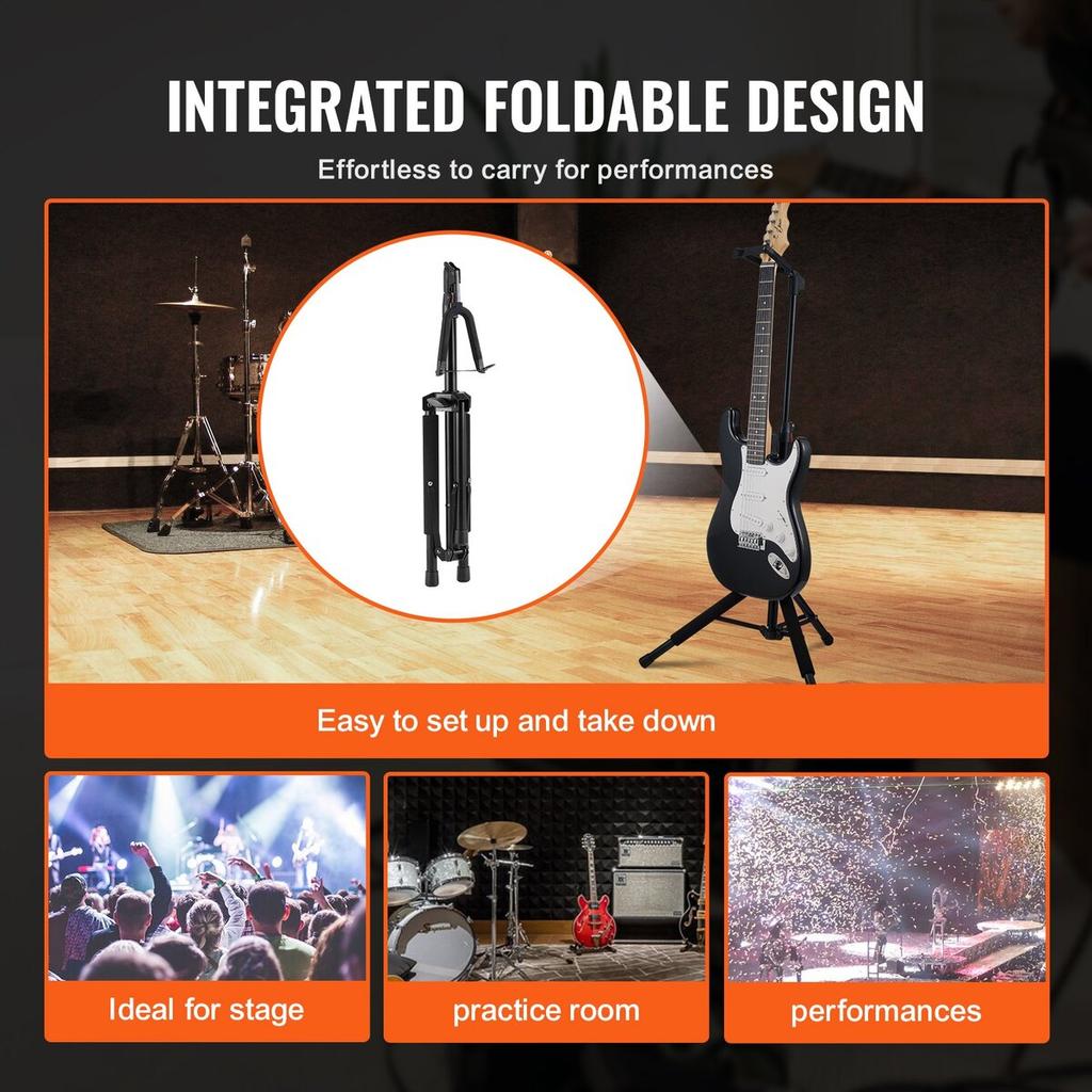 Tripod Guitar Stand Floor-Standing Foldable 35.4-47.2 in Adjustable Height