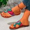 Fashion Women's Bohemian Flat Sandals New Casual Flip-Toe Gladiator Slippers Women's Large Size Soft Beach Flip Flop Zapatos Outdoor