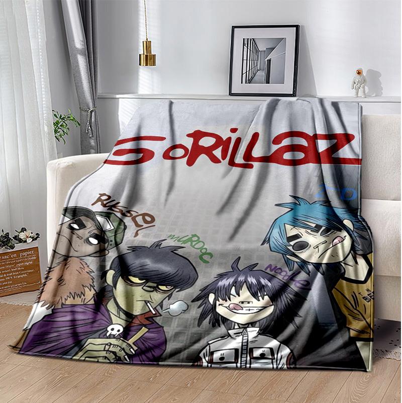 Gorillaz Flannel Blanket Soft Warm All-Season Throw, Design for Camping, Car Travel, Hiking Sofa, Bed, Office Perfect Gift for Parties