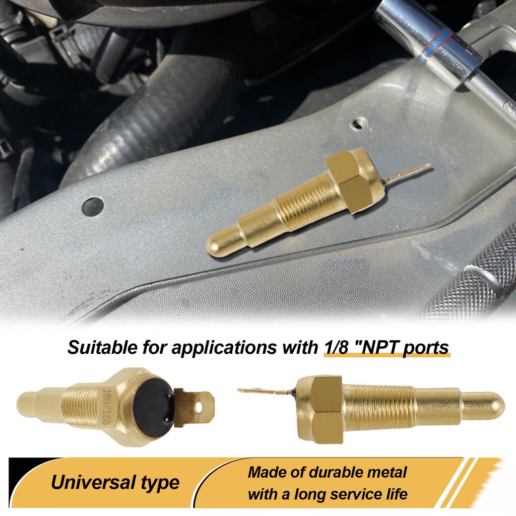 Universal Engine Cooling Fan Thermostat Switch 1/8" NPT 180 Fahrenheit On 165 Fahrenheit Off Water Temperature Sensor