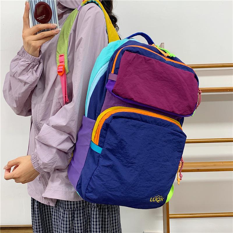 Schoolbag Contrast Color 11 Casual Hiking Bag Backpack Outdoor Dopamine Travel Large Capacity Backpack Lightweight School Bag