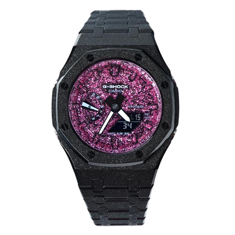 CASIO Customized watch modified series 200 meters waterproof luminous Quartz steel strap same style for men and women p FenXingKongQuanShuangHei