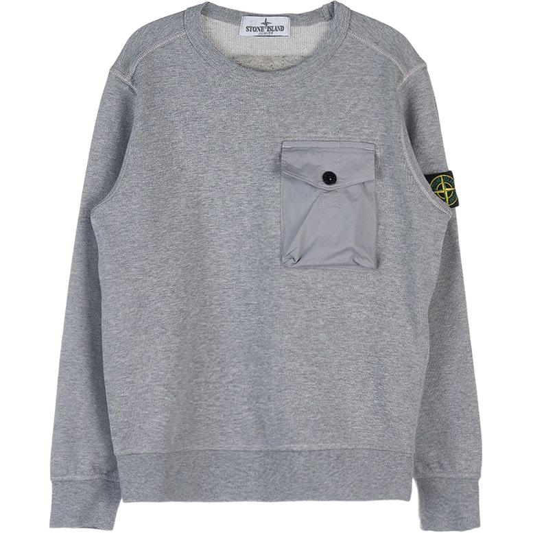STONE ISLAND Толстовка детская однотонная с круглым вырезом пуловер повседневная с длинным рукавом детские топы Серый 781660240-V0M64