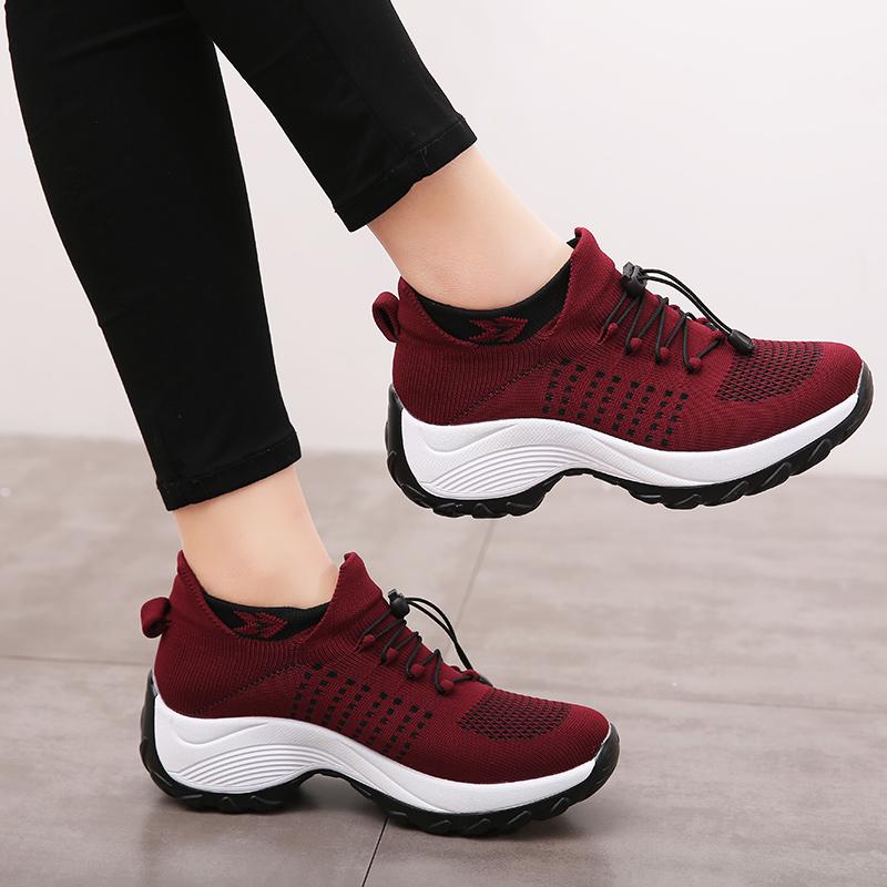 Fashion Women Shoes Running Increased Fly Weaving Sneakers Non Slip Casual Shoes 5 Color Size 35-45