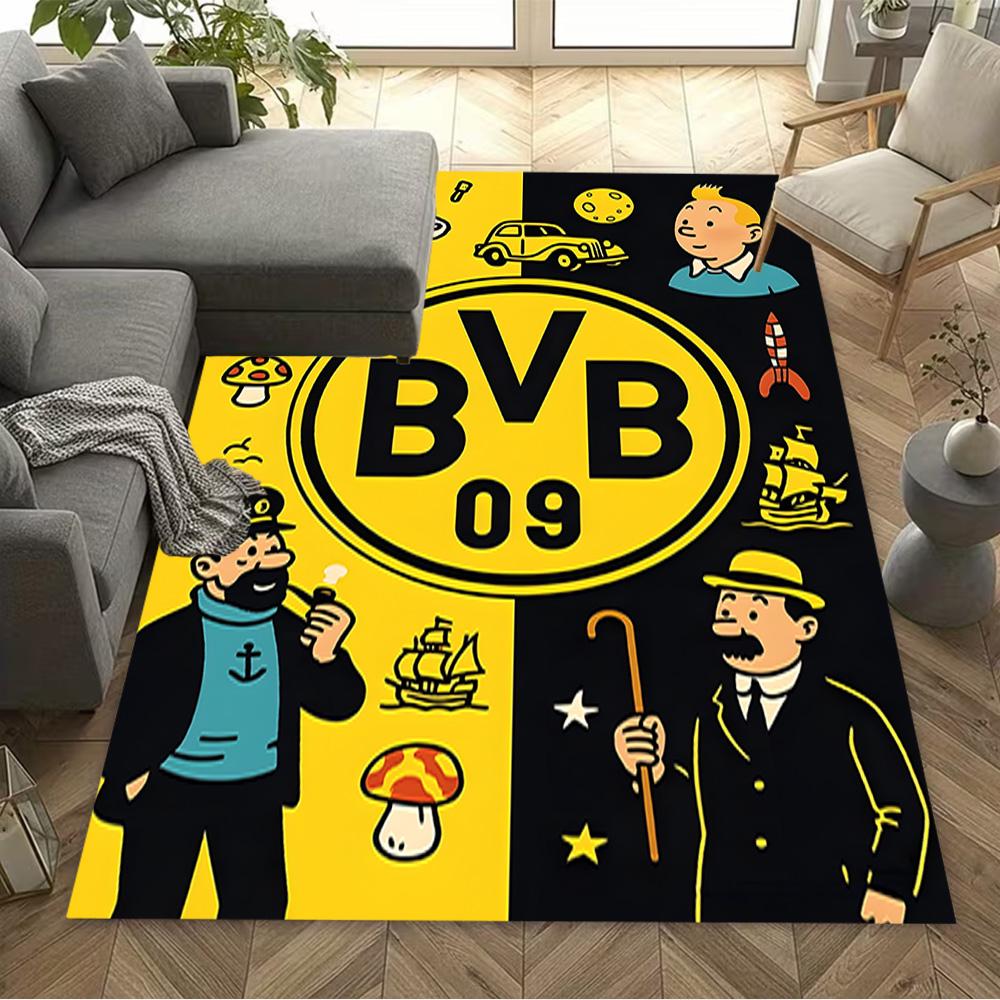 Bvb Splatter Art Floor Rug Office Rug Perfect for Study room Playrooms Entryway Balcony Anti-slip Rug Office home decor