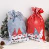 Christmas Ornaments Linen Printed Gift Bag Drawstring Gift Packaging Bag Children's Festival Candy Bag