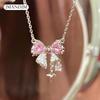 Интернет знаменитость розовое ожерелье-бантик ins студент милая классная девушка ключичная цепочка универсальный легкий роскошный высокий смысл лето
