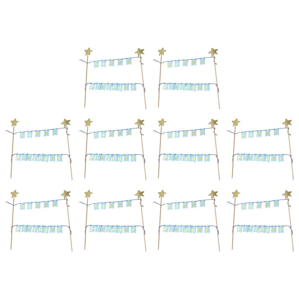 10 наборов украшений для торта «С Днем Рождения», персонализированные флажки, золотые звездные флаги, баннеры для празднования вечеринки