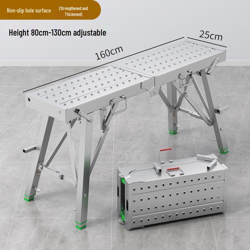 Folding Heightened Trestle Ladder and Putty Scraper for Construction